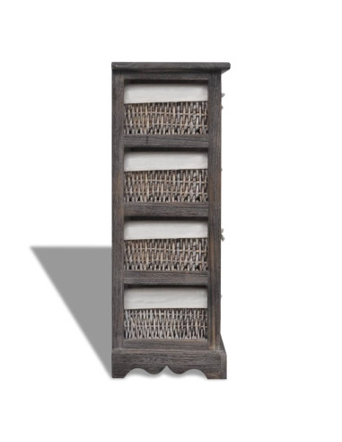 Struttura in Legno con 4 Cestini Intrecciati Marrone