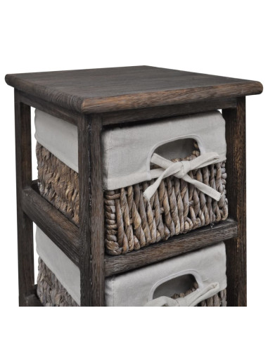 Struttura in Legno con 4 Cestini Intrecciati Marrone