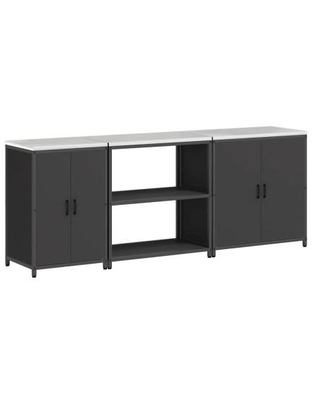 Set di Stoccaggio per Cucina con lo scaffale 3 pcs Nero Acciaio