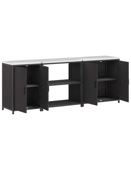 Set di Stoccaggio per Cucina 3 pcs Nero 210 x 50 x 92 cm