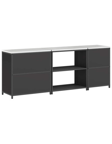 Set di Stoccaggio per Cucina con lo scaffale 3 pcs Nero Acciaio