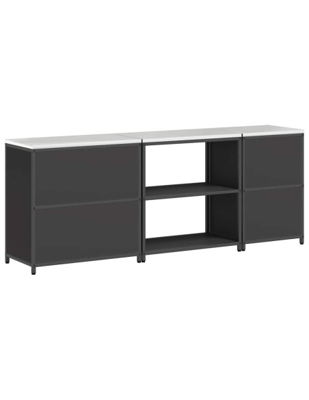 Set di Stoccaggio per Cucina con lo scaffale 3 pcs Nero Acciaio