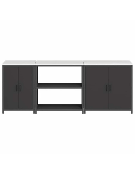 Set di Stoccaggio per Cucina 3 pcs Nero 210 x 50 x 92 cm