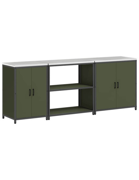 Set di Stoccaggio per Cucina 3 pcs Verde oliva 210 x 50 x 92 cm