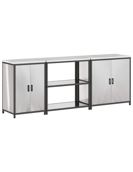 Set di Stoccaggio per Cucina 3 pcs Argento 210 x 50 x 92 cm