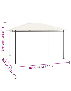 Gazebo 384x281x270 cm Crema 180 g/m²