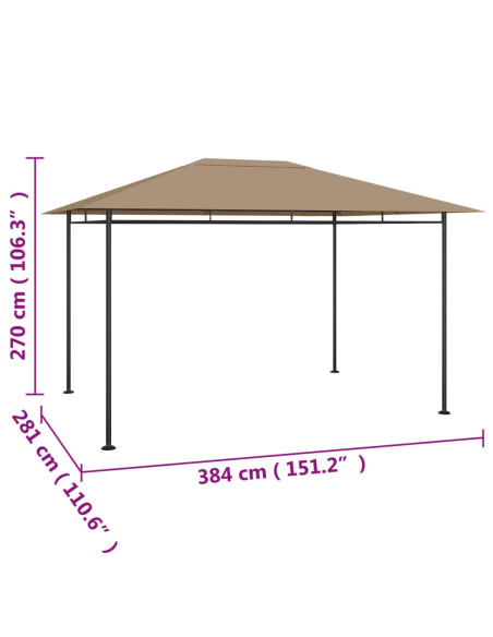 Gazebo 384x281x270 cm Grigio Talpa 180 g/m²