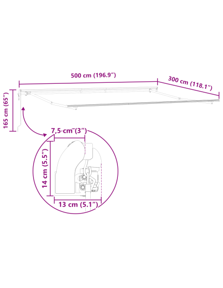 Tenda Retrattile Multicolore 500 x 300 cm Tessuto