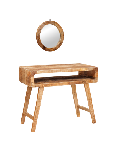 Tavolo da Trucco con specchio Marrone Legno di mango massello
