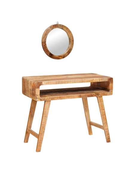 Tavolo da Trucco con specchio Marrone Legno di mango massello