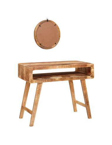 Tavolo da Trucco con specchio Marrone Legno di mango massello
