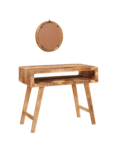 Tavolo da Trucco con specchio Marrone Legno di mango massello