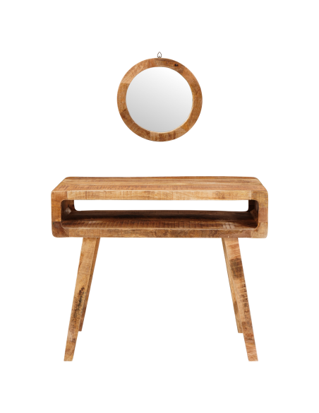 Tavolo da Trucco con specchio Marrone Legno di mango massello