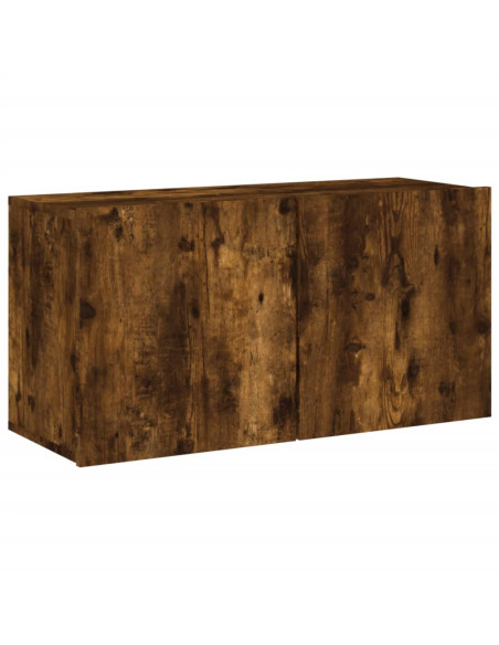 Mobili TV a Muro 5pz Rovere Fumo in Legno Multistrato