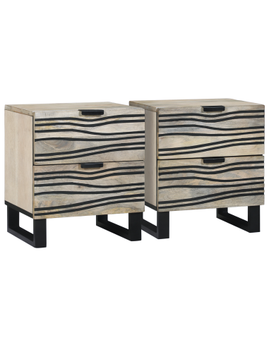 Armadio da Notte 2 pcs Bianco e Nero 40 x 33 x 46 cm
