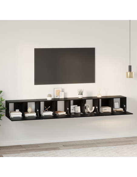 Set mobile TV 4 pcs Rovere Nero Media 30 x 60 x 30.5 cm