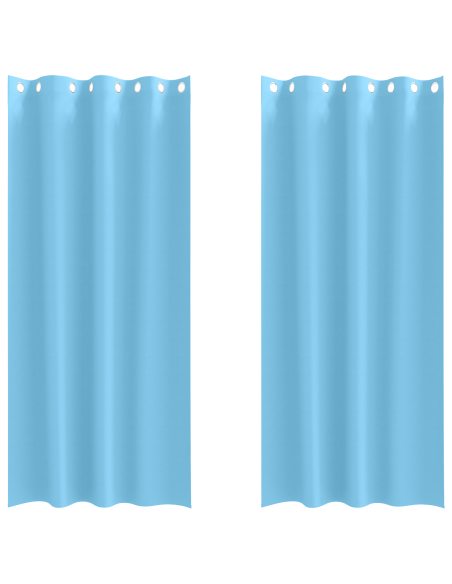 Tende con tende 2 pcs Azzurro 225 x 140 cm Poliestere