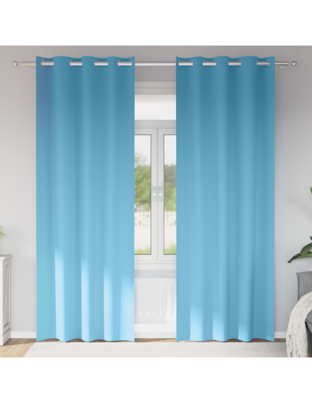 Tende con tende 2 pcs Azzurro 245 x 140 cm Poliestere