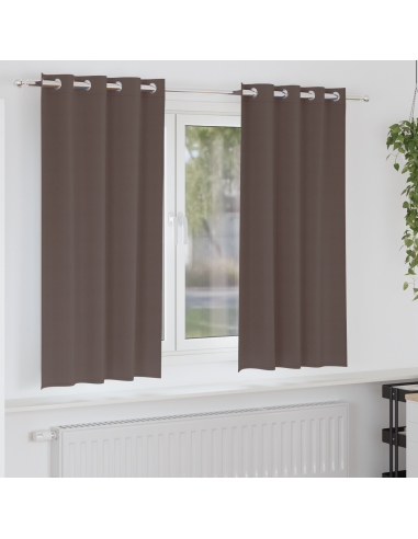 Tende Blackout con Anelli 2 pcs Marrone Scuro 175 x 140 cm