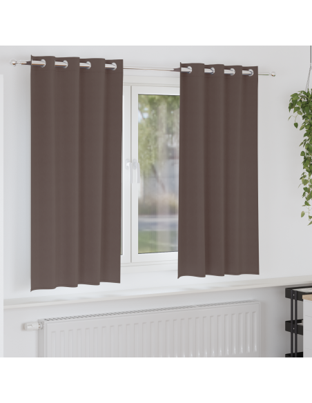 Tende Blackout con Anelli 2 pcs Marrone Scuro 175 x 140 cm
