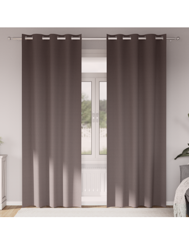Tende Blackout con Anelli 2 pcs Marrone Scuro 245 x 140 cm