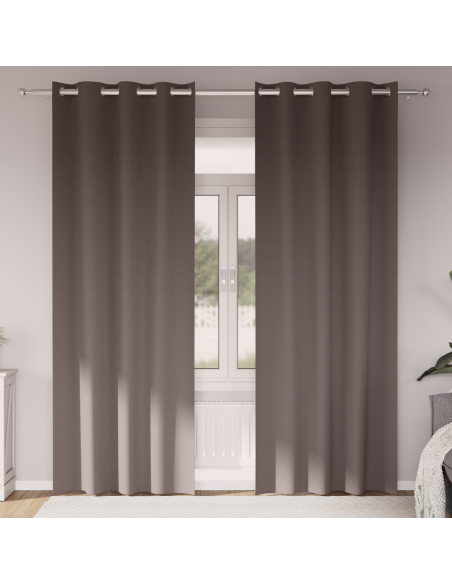 Tende Blackout con Anelli 2 pcs Marrone Scuro 245 x 140 cm