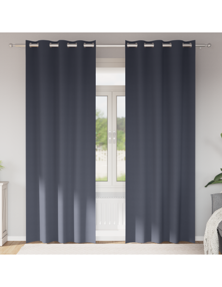 Tende Blackout con Anelli 2 pcs Antracite 225 x 140 cm