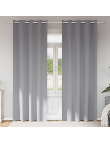Tende Blackout con Anelli 2 pcs Grigio chiaro 260 x 140 cm