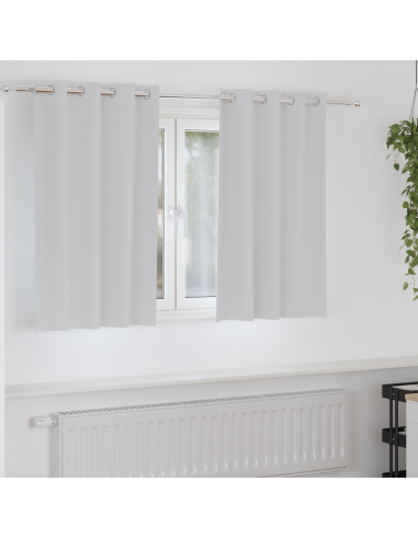 Tende Blackout con Anelli 2 pcs Grigio Chiaro 140 x 140 cm