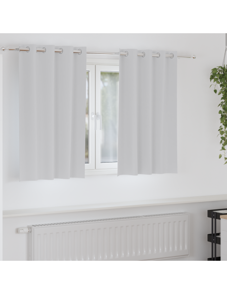 Tende Blackout con Anelli 2 pcs Grigio Chiaro 140 x 140 cm