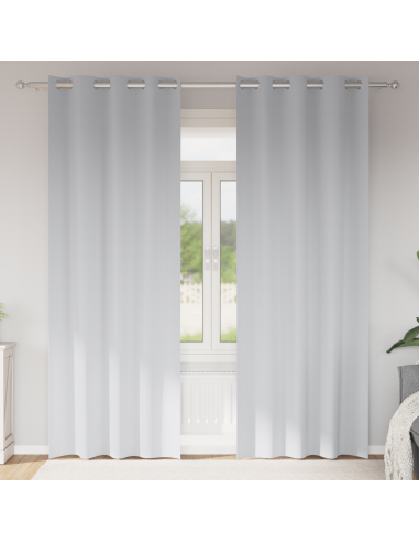 Tende Blackout con Anelli 2 pcs Grigio Chiaro 245 x 140 cm