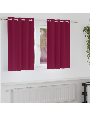 Tende Blackout con Anelli 2 pcs Rosso Vino 140 x 140 cm