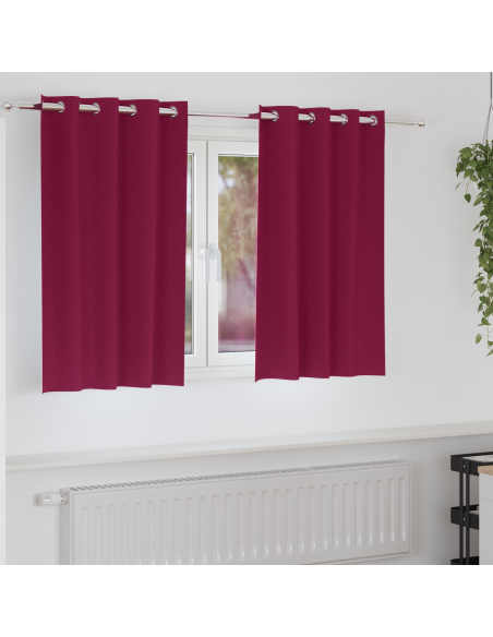 Tende Blackout con Anelli 2 pcs Rosso Vino 140 x 140 cm