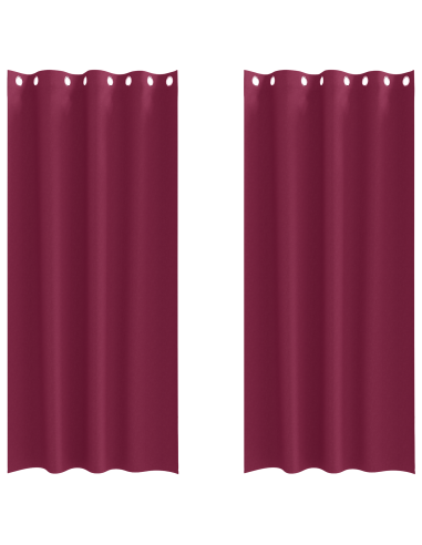 Tende Blackout con Anelli 2 pcs Rosso Vino 225 x 140 cm