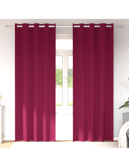 Tende Blackout con Anelli 2 pcs Rosso Vino 225 x 140 cm