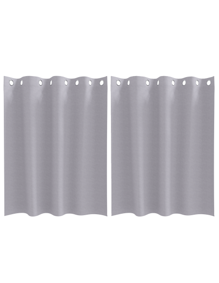 Tende con tende 2 pcs Grigio Metallico 140 x 140 cm Poliestere