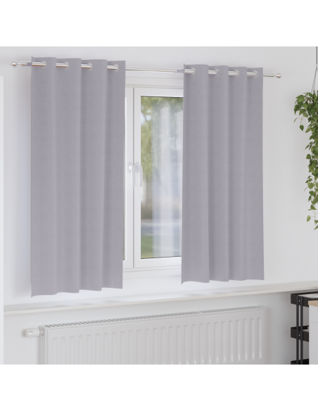 Tende con tende 2 pcs Grigio Metallico 175 x 140 cm Poliestere