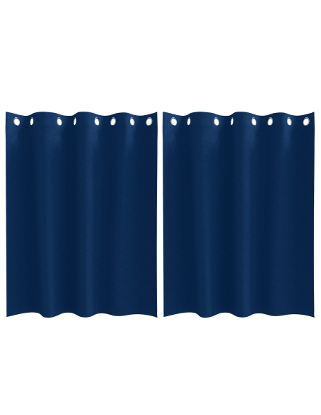 Tende Blackout con Anelli 2 pcs Blu Scuro 140 x 140 cm