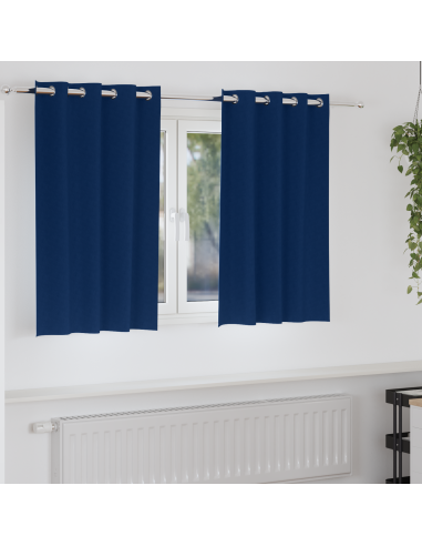 Tende Blackout con Anelli 2 pcs Blu Scuro 140 x 140 cm