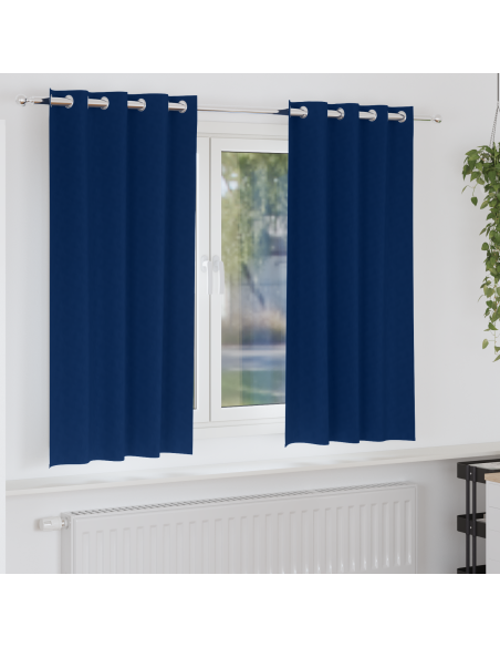 Tende con tende 2 pcs Blu scuro 175 x 140 cm Poliestere
