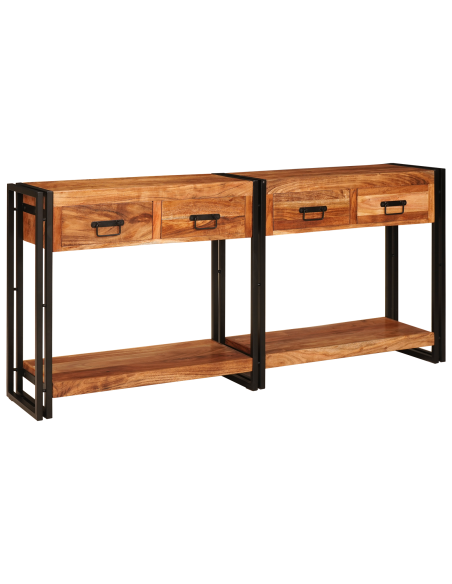 Tavoli consolle 2 pcs Marrone Legno di Acacia Massello