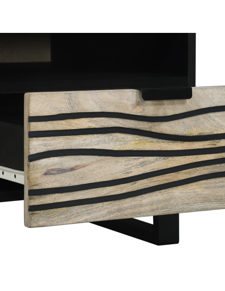 Tavolino da salotto con cassetto Beige e Nero 80 x 54 x 40 cm