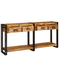 Tavoli consolle 2 pcs Marrone Legno di mango massello 2