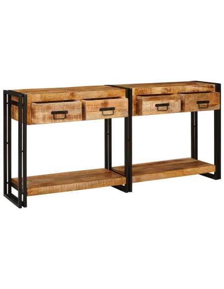 Tavoli consolle 2 pcs Marrone Legno di mango massello grezzo
