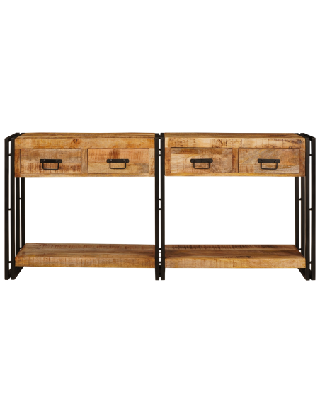 Tavoli consolle 2 pcs Marrone Legno di mango massello grezzo