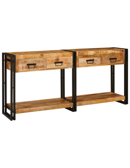 Tavoli consolle 2 pcs Marrone Legno di mango massello grezzo