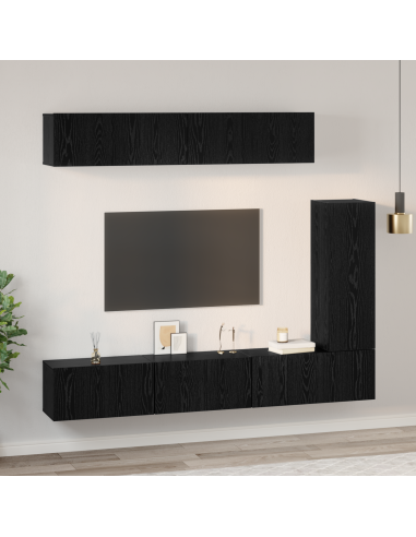 Set mobile TV 6 pcs Rovere Nero Legno multistrato