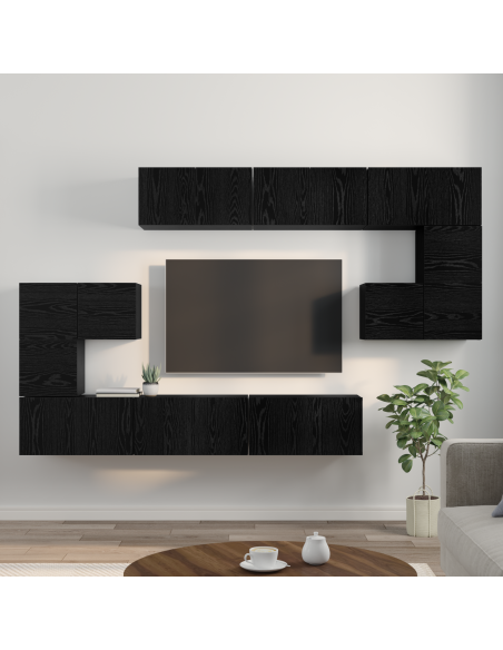 Set di Mobili per TV 10 pcs Rovere Nero 180 x 30 x 90.5 cm
