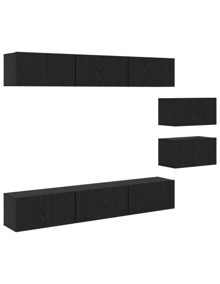 Set mobile TV Montaggio a parete Rovere Nero Legno multistrato