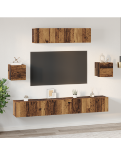 Set mobile TV 7 pcs Legno vecchio Legno multistrato